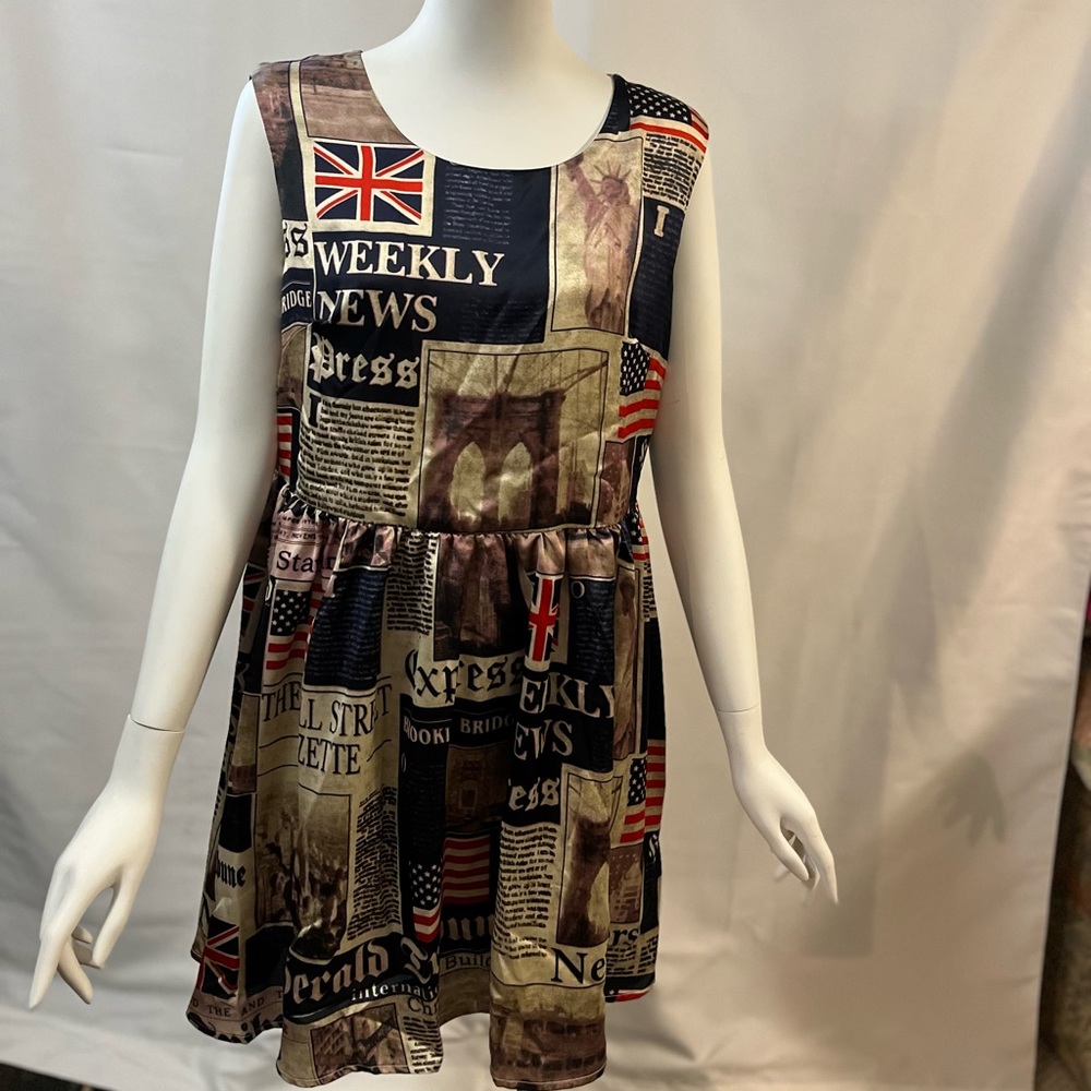 American Flag British Flag Newsprint Dress.